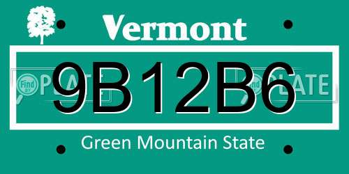9B12B6 Vermont License Plate