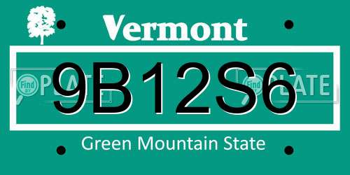 9B12S6 Vermont License Plate