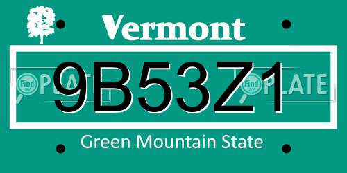 9B53Z1 Vermont License Plate