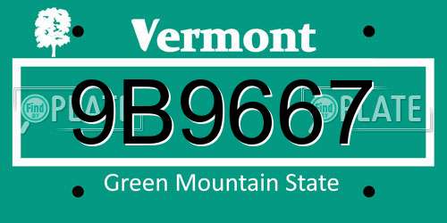 9B9667 Vermont License Plate