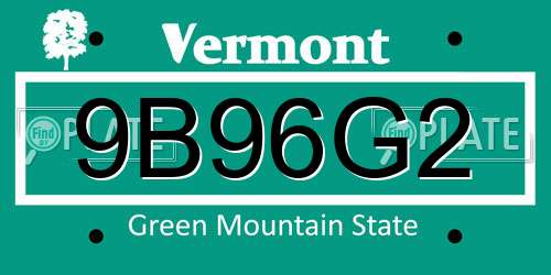 9B96G2 Vermont License Plate