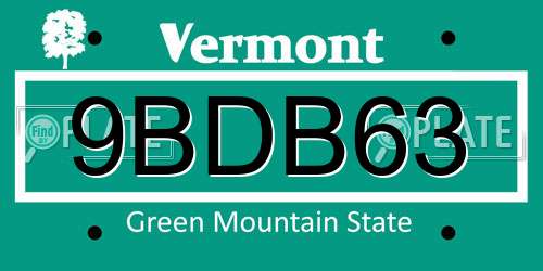 9BDB63 Vermont License Plate
