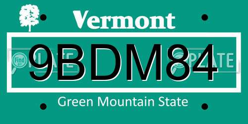 9BDM84 Vermont License Plate