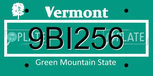 9BI256 Vermont License Plate