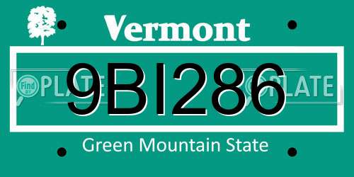 9BI286 Vermont License Plate