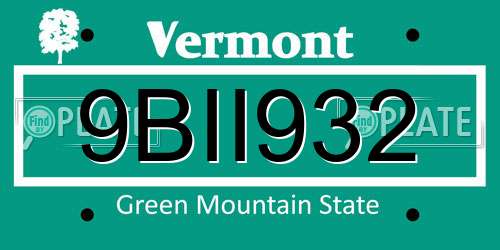 9BII932 Vermont License Plate