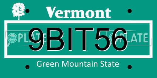 9BIT56 Vermont License Plate