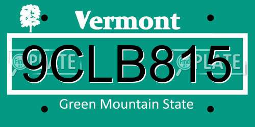 9CLB815 Vermont License Plate