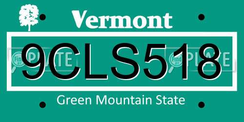 9CLS518 Vermont License Plate