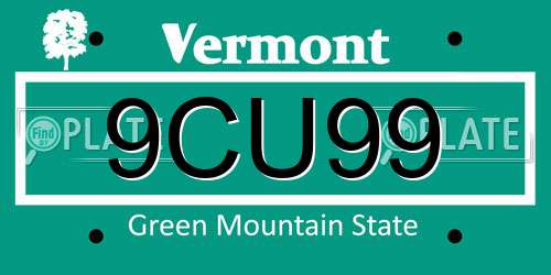 9CU99 Vermont License Plate