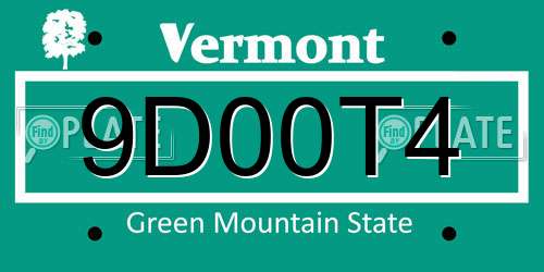 9D00T4 Vermont License Plate