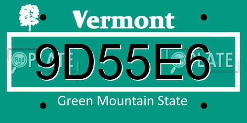 9D55E6 Vermont License Plate