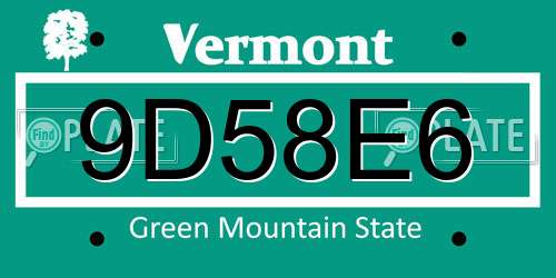 9D58E6 Vermont License Plate