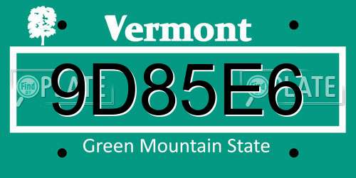 9D85E6 Vermont License Plate