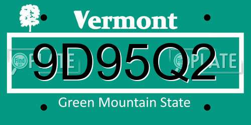 9D95Q2 Vermont License Plate