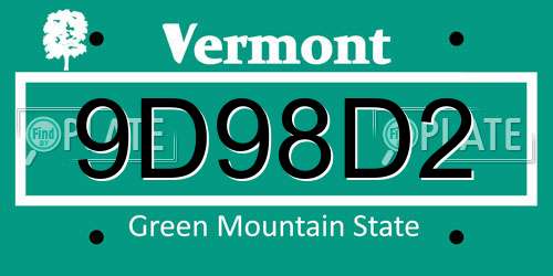 9D98D2 Vermont License Plate