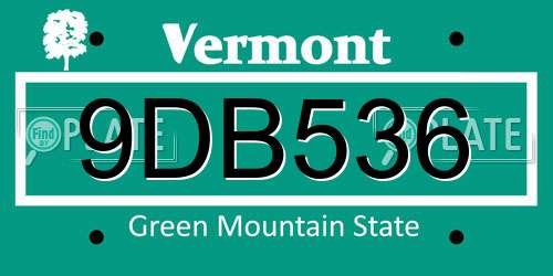 9DB536 Vermont License Plate