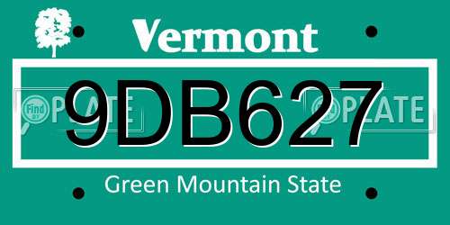 9DB627 Vermont License Plate