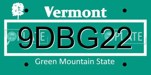 9DBG22 Vermont License Plate