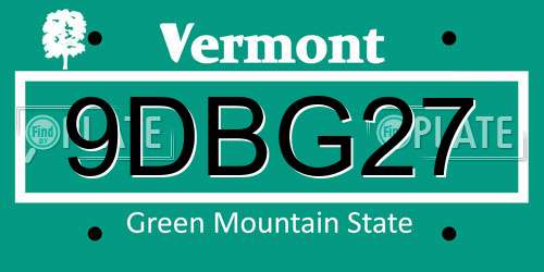 9DBG27 Vermont License Plate