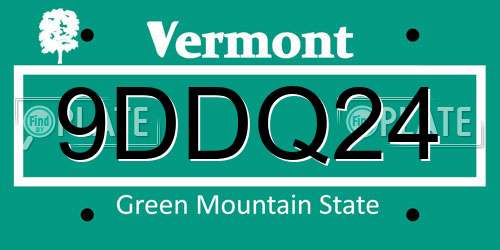 9DDQ24 Vermont License Plate