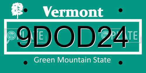 9DOD24 Vermont License Plate