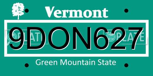 9DON627 Vermont License Plate