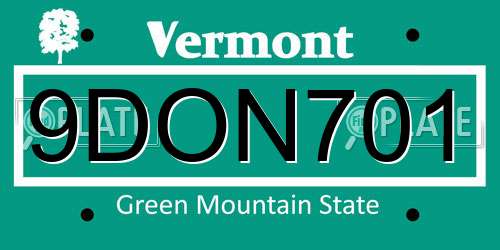 9DON701 Vermont License Plate