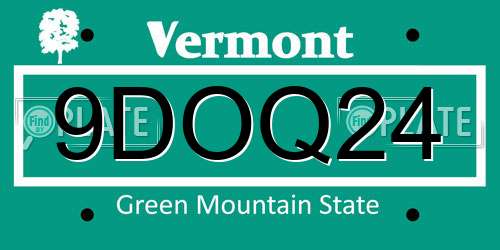 9DOQ24 Vermont License Plate