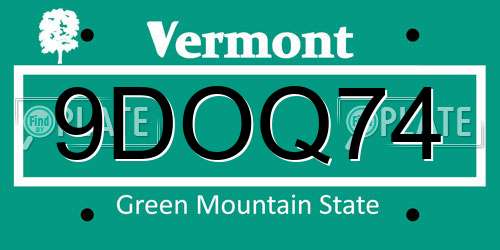 9DOQ74 Vermont License Plate