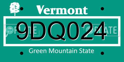 9DQ024 Vermont License Plate
