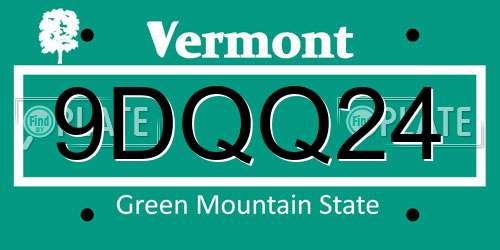 9DQQ24 Vermont License Plate