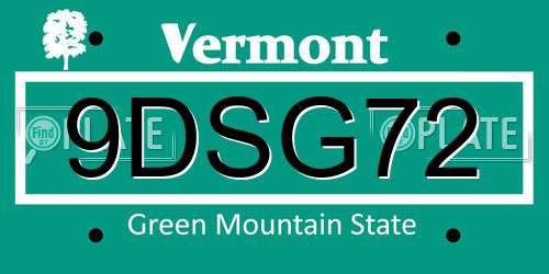 9DSG72 Vermont License Plate