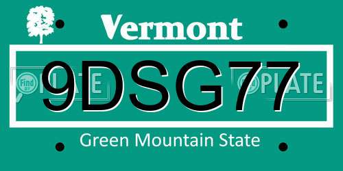 9DSG77 Vermont License Plate