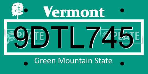 9DTL745 Vermont License Plate