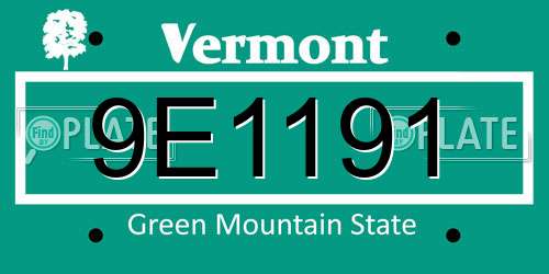 9E1191 Vermont License Plate
