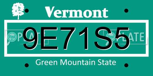 9E71S5 Vermont License Plate
