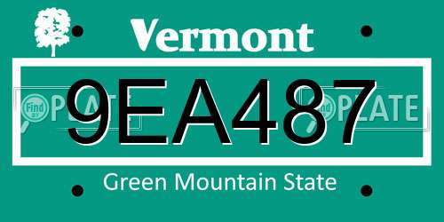 9EA487 Vermont License Plate