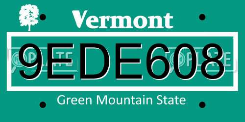 9EDE608 Vermont License Plate