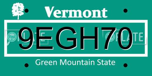 9EGH70 Vermont License Plate