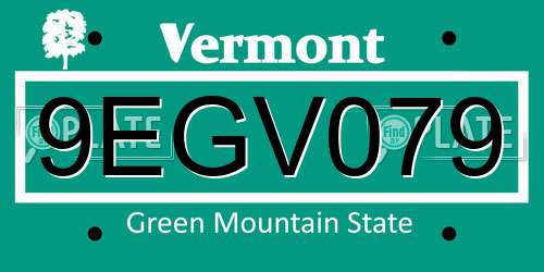 9EGV079 Vermont License Plate
