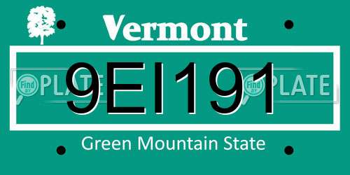 9EI191 Vermont License Plate