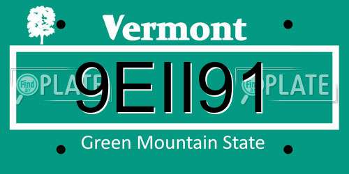 9EII91 Vermont License Plate
