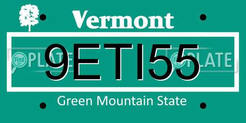 9ETI55 Vermont License Plate