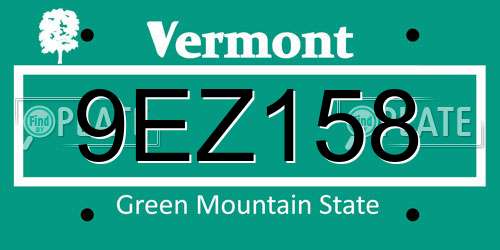 9EZ158 Vermont License Plate