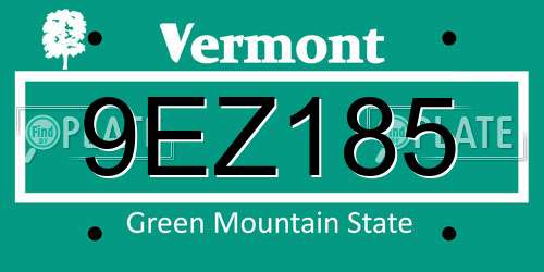 9EZ185 Vermont License Plate