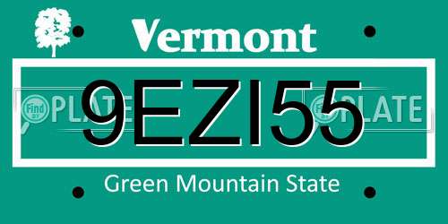 9EZI55 Vermont License Plate