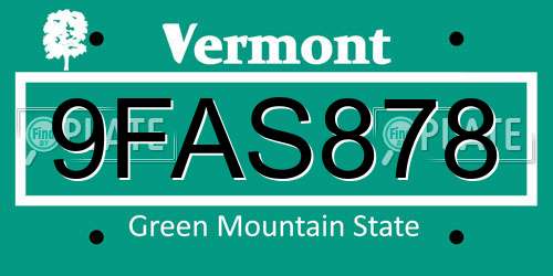 9FAS878 Vermont License Plate
