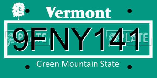 9FNY141 Vermont License Plate
