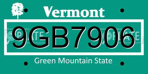 9GB7906 Vermont License Plate